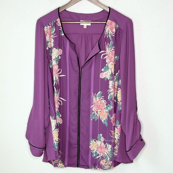Modcloth Tops - Modcloth Long Sleeve Floral Print Polyester Blouse - NWOT - Women’s US 2X